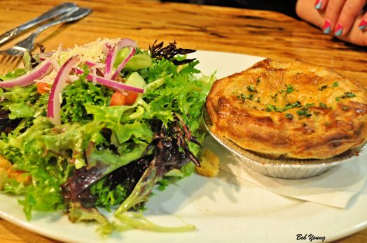 Housemade Chicken Pot Pie and Green Salad with Shallot and Lemon Vinaigrette 