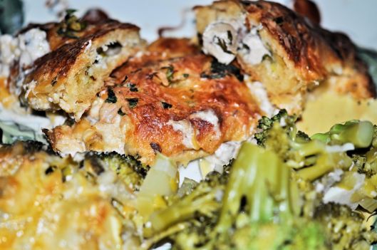 Steam some broccoli with leek and serve this with the roll ups. Really a yummy dinner. I liked it! I want to try this with some crab sometime and use a lobster bisque as the soup.