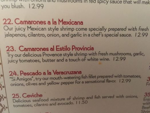 Alejandro's Mexican Restaurant menu. #23 is superb!!